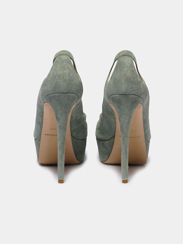 Suede high heel shoes in pale green - 3