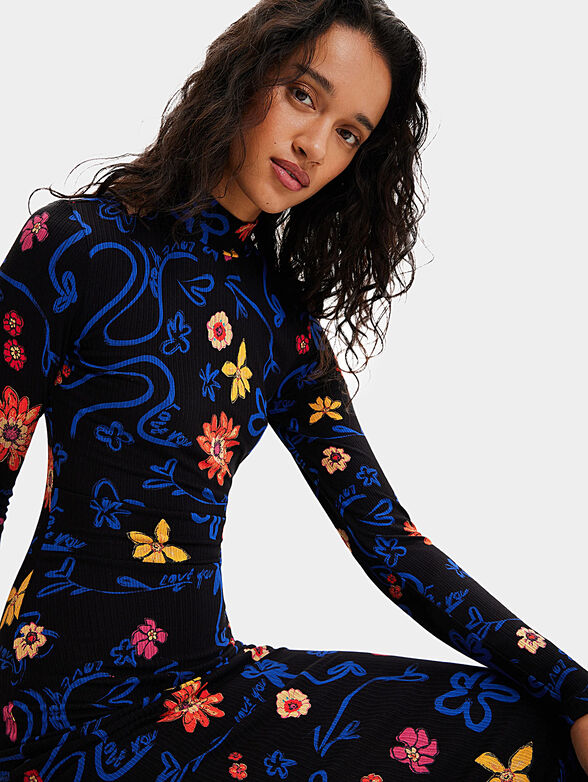 LILA turtleneck dress with floral print - 3