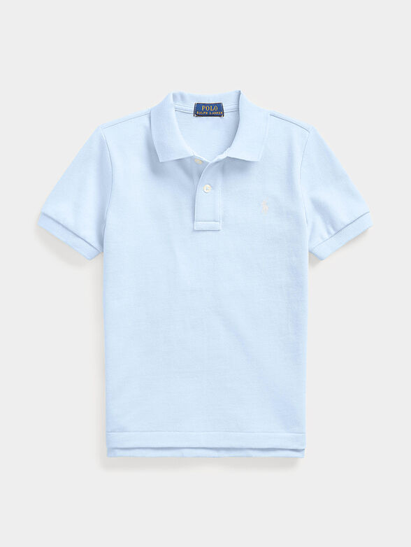 Polo shirt with short sleeve in pale blue color - 1