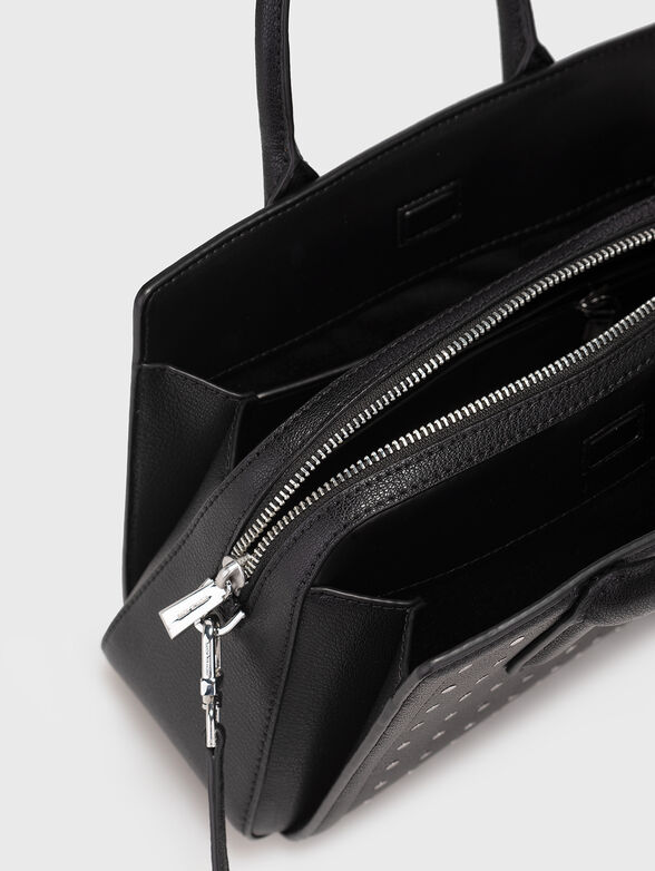 Leather bag with silver details and logo - 6