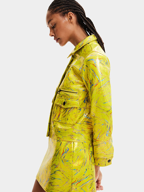 Green jacket with colorful print - 4