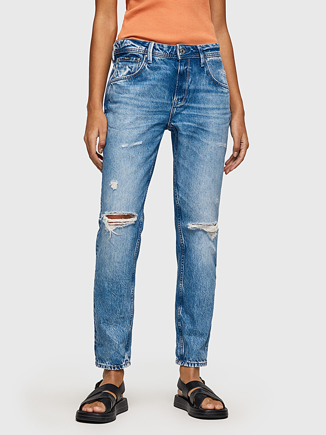 VIOLET blue jeans with choppws effect brand Pepe Jeans