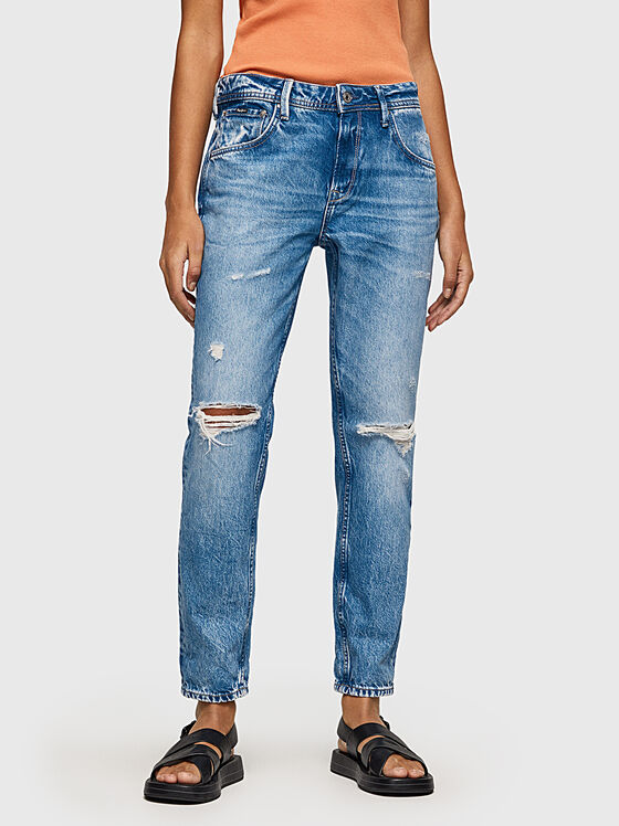 VIOLET blue jeans with choppws effect - 1