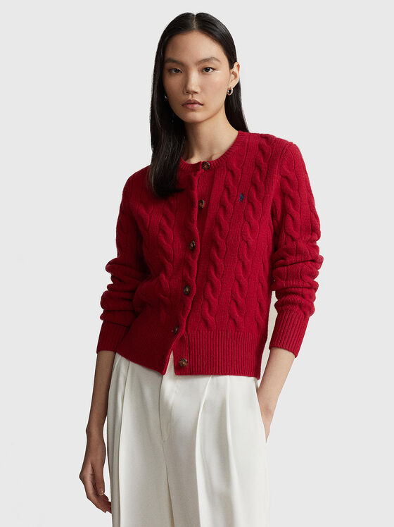 Red cardigan in wool blend - 1