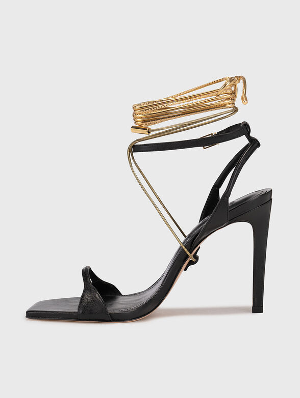 Black sandals with gold-colored accent - 4