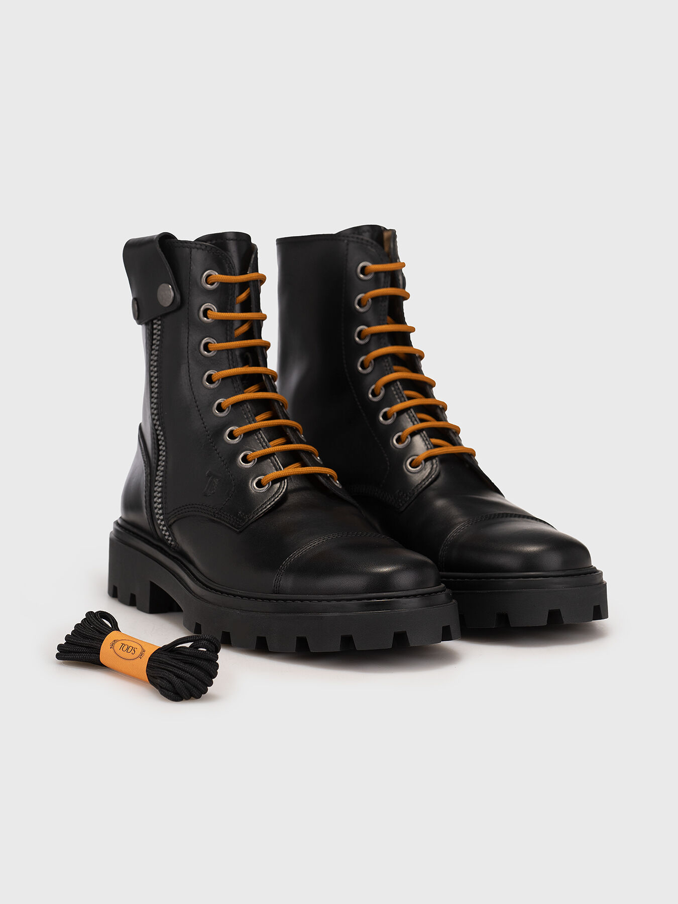 新しい到着 Leather ankle TOD'S brand zip and laces with boots 一般