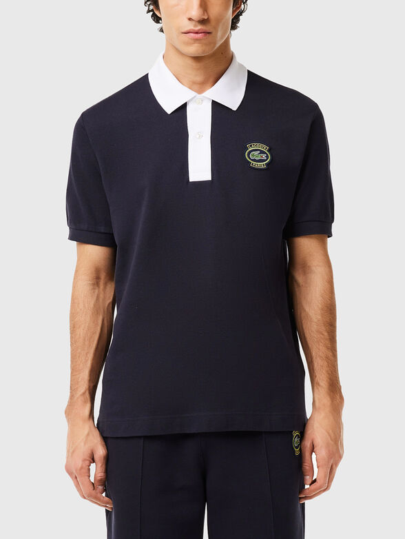 Navy polo shirt with contrast collar - 1