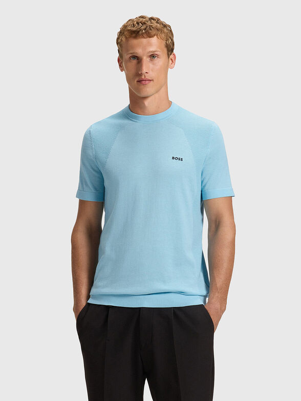 Gray T-shirt with oval neckline - 1