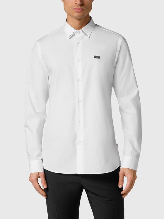 Бяла риза с лого патч - 1