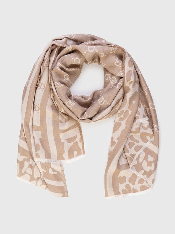 Long scarf with accent print in black - 1