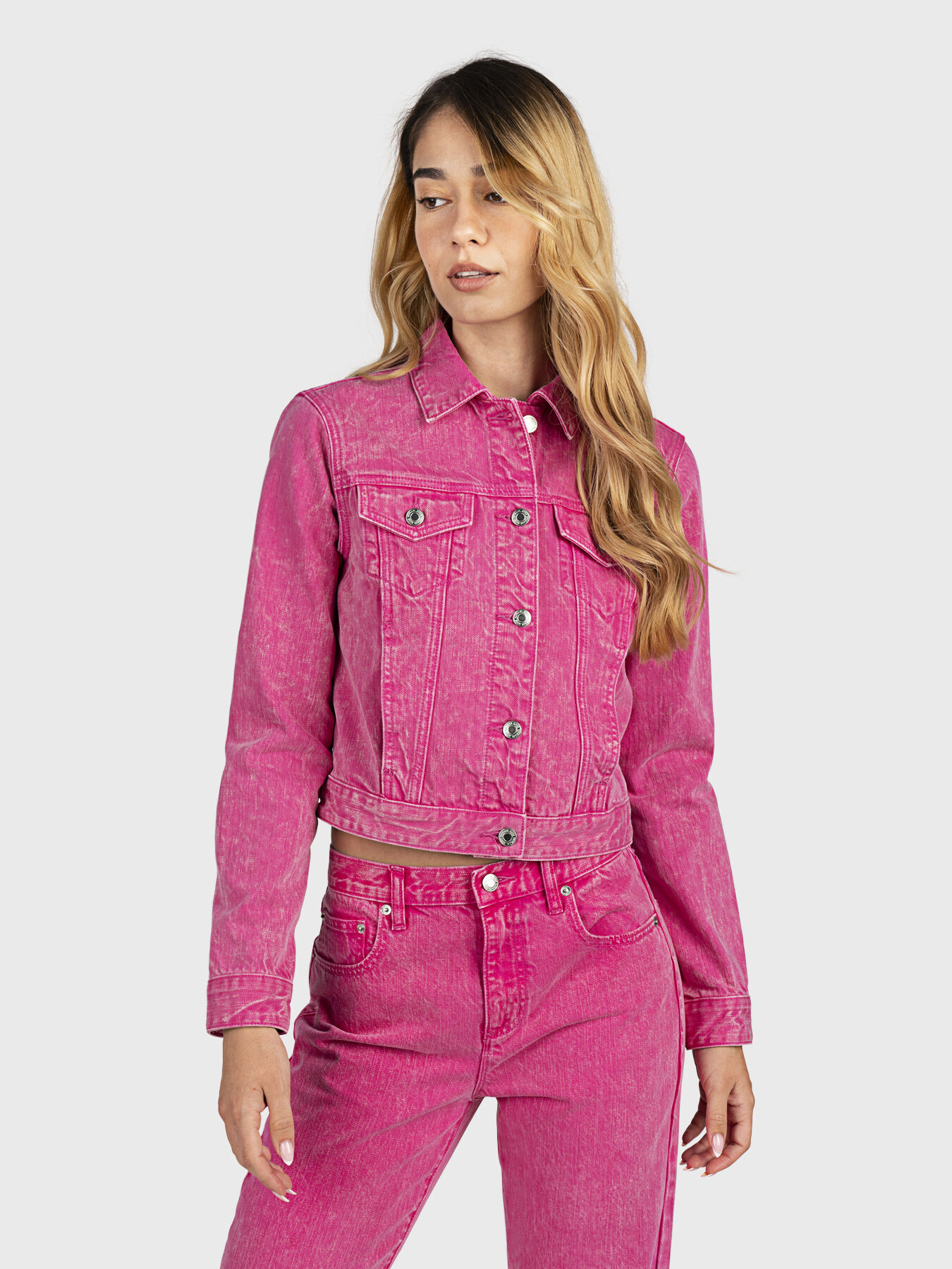 Michael kors pink denim jacket clearance