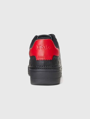 Black leather sneakers with red accents - 3