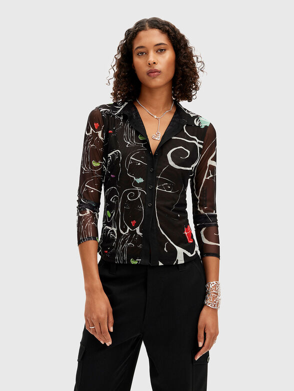 Shirt with sheer effect and print - 1