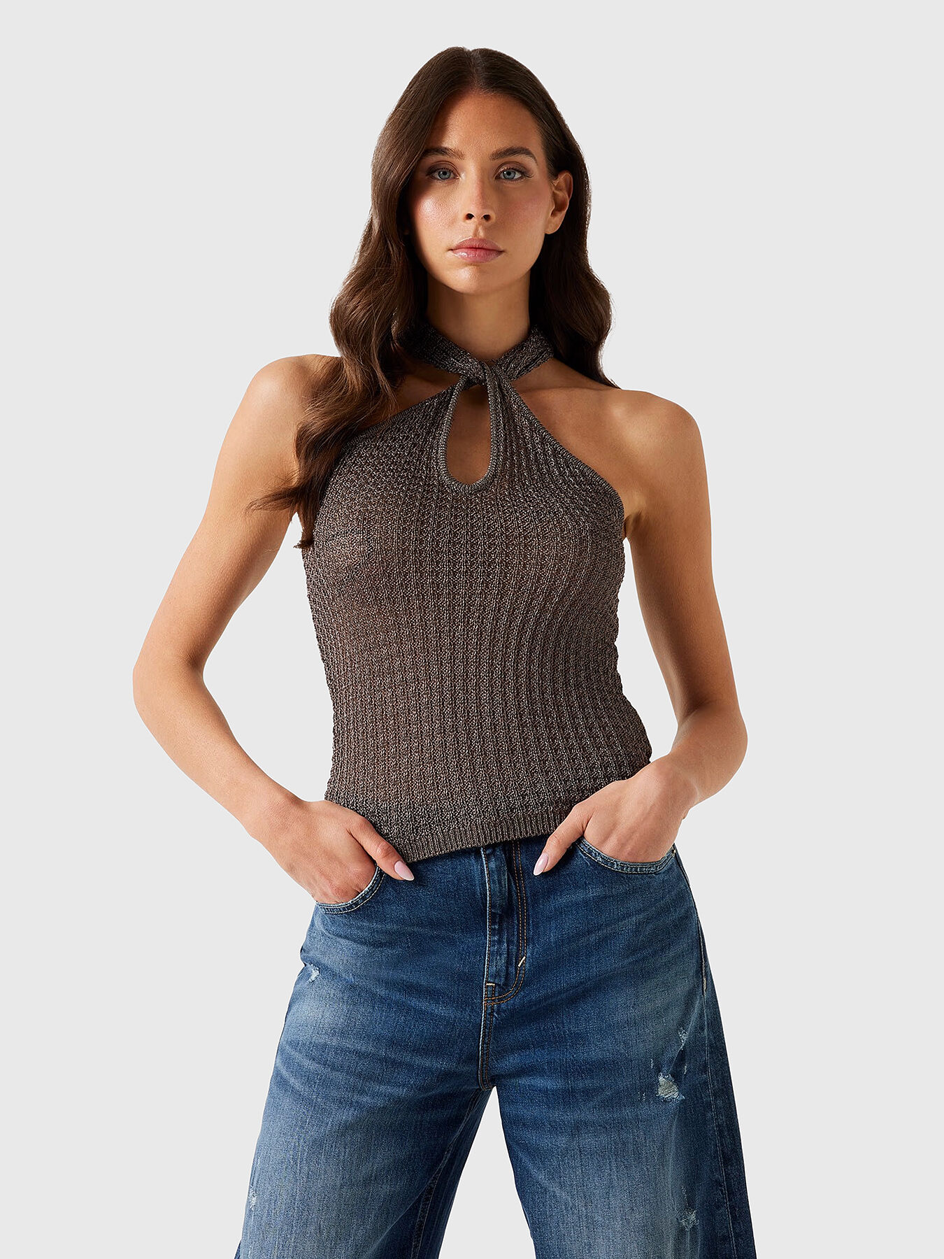 ELLA knitted top with halter neckline brand GUESS