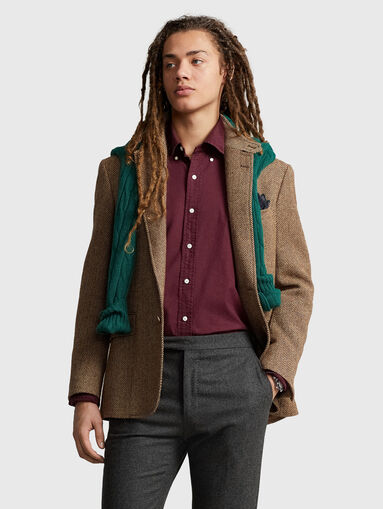 Cotton shirt in bordeaux  - 5