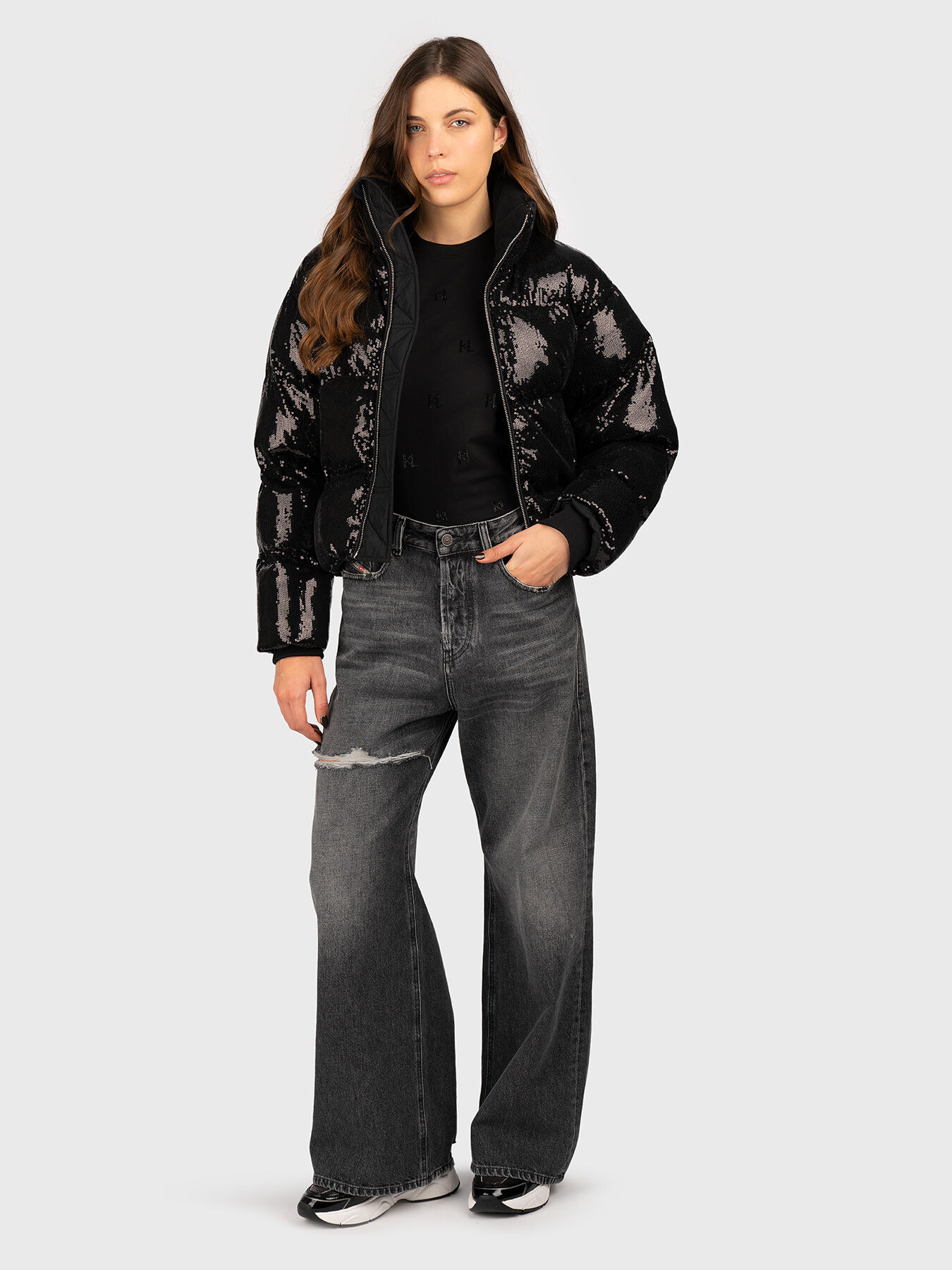 Black jacket with appliqued sequins brand Karl Lagerfeld