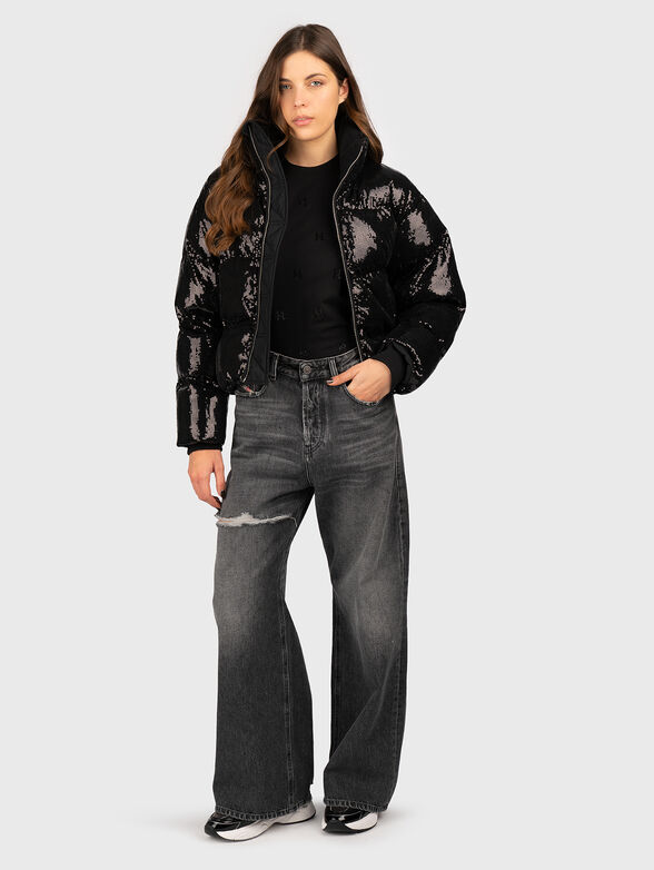 Black jacket with appliqued sequins - 2