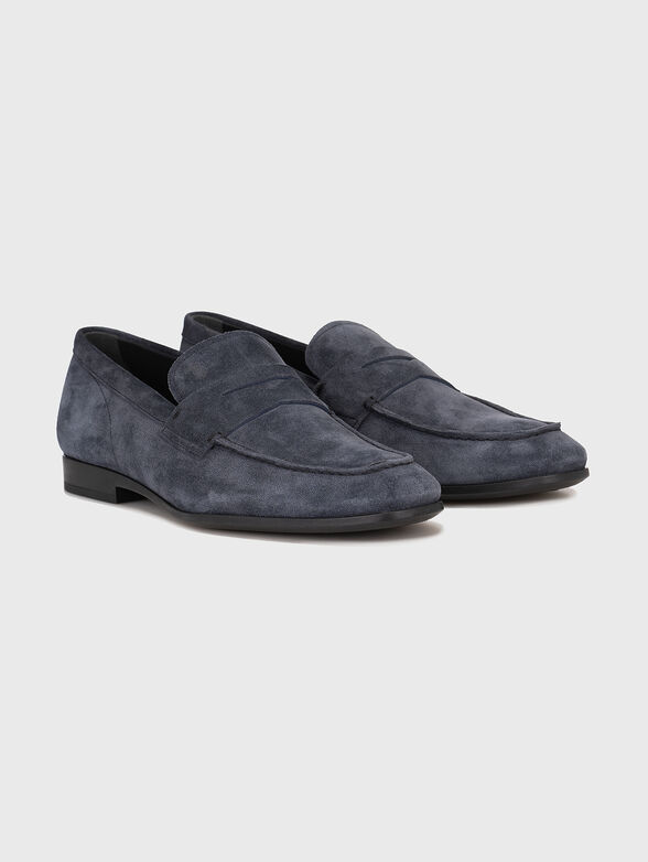 Suede dark blue loafers - 1