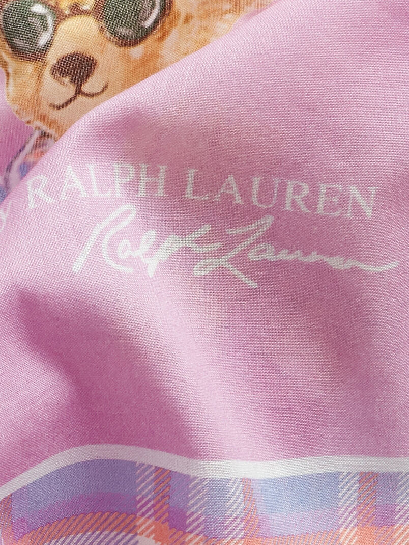 Pink scarf with Polo Bear logo print - 3