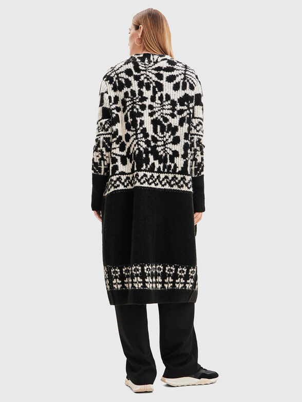 Long cardigan with contrasting elements  - 3