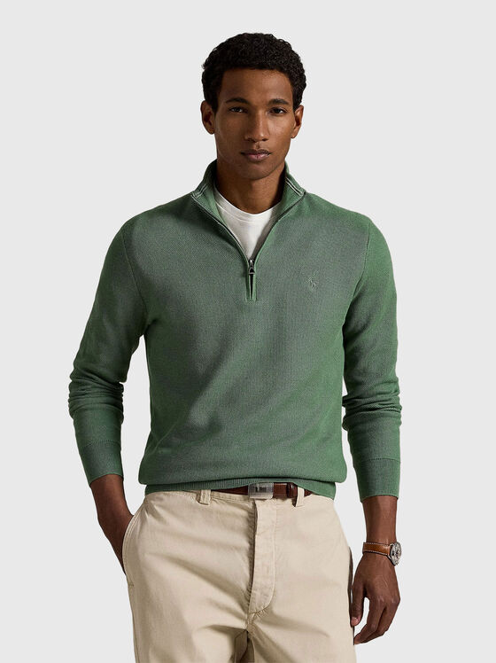 Cotton sweater with zip - 1