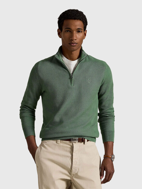 Cotton sweater with zip - 1