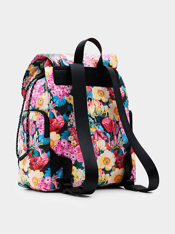 Backpack with floral print and pockets - 3