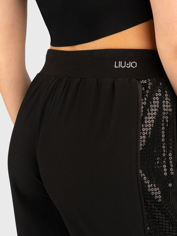 Sports trousers with sequins and logo - 3