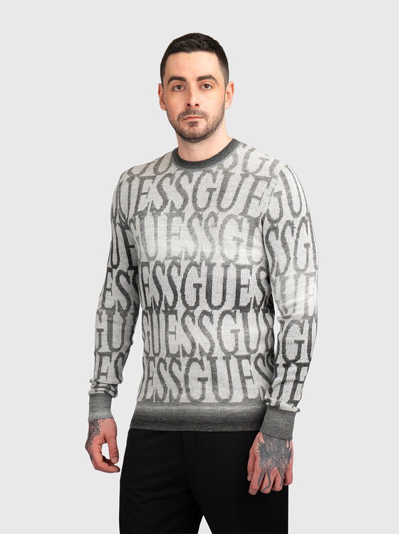 Пуловер с овално деколте и 4G лого - 1