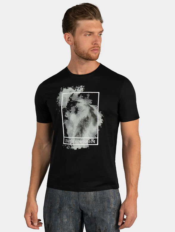 Cotton t-shirt with print and logo embroidery - 1