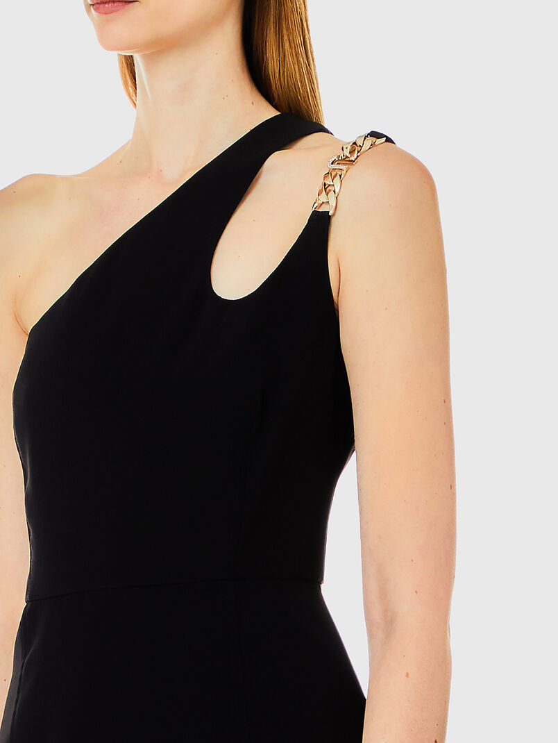 Midi dress with metal accent on the shoulder - 3