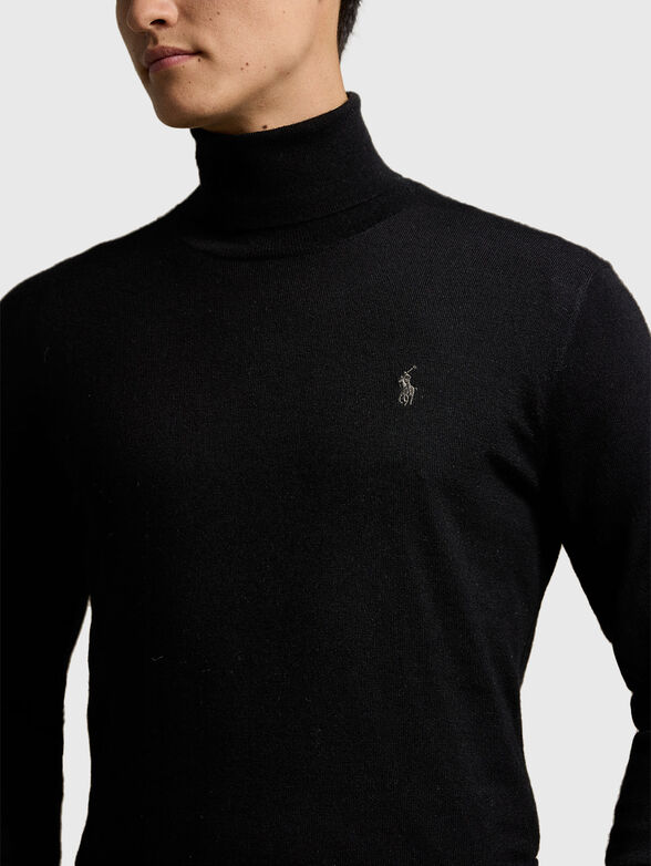 Wool sweater with polo collar - 4