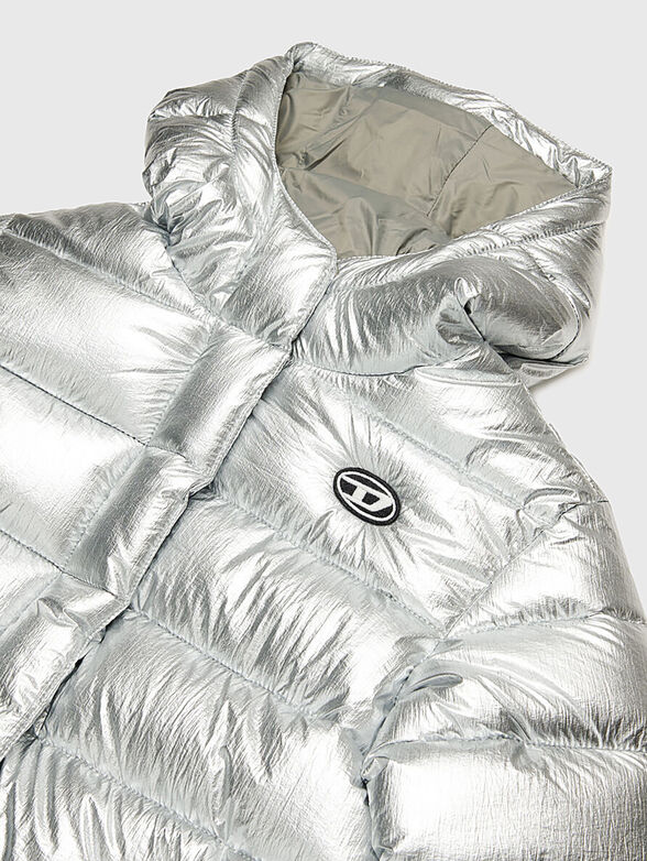 Long quilted jacket in silver colour - 3