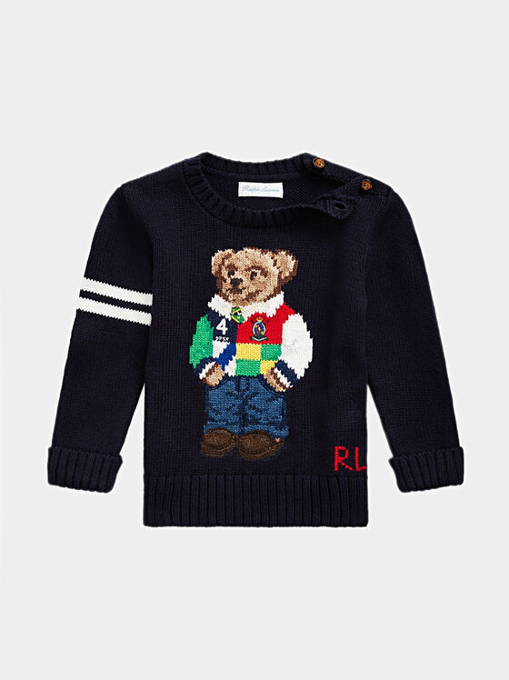 Памучен пуловер с Polo bear лого - 1