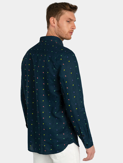 COLLINS Linen shirt with geometric print - 3