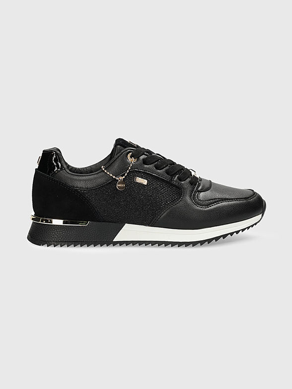 FLEUR black sports shoes with gold-colored accents - 1