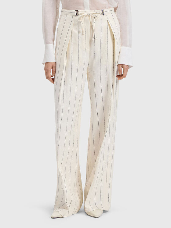 High-waisted linen trousers - 1