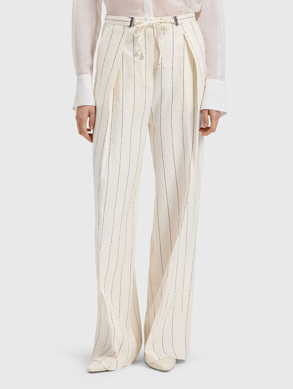 High-waisted linen trousers - 1