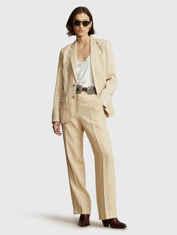 Linen trousers in ecru colour - 4
