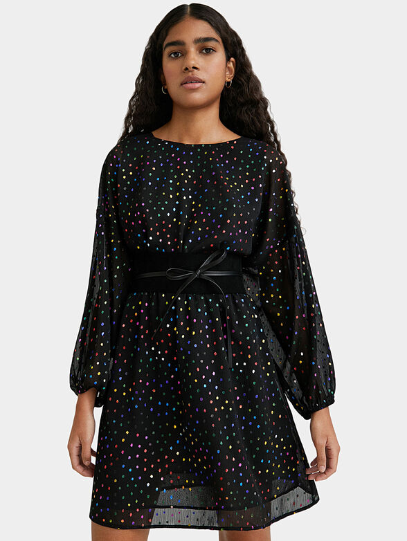 Mini dress with colorful dots print - 3