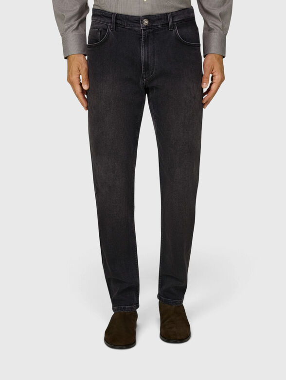 Black jeans with a logo patch - 1