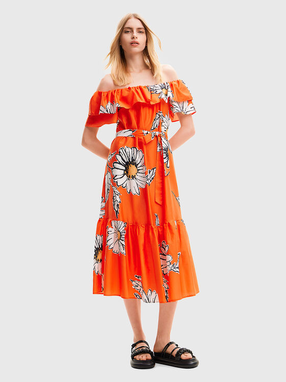Памучна рокля с флорален принт - 1