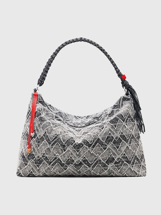 Голяма дънкова чанта с капси - 1