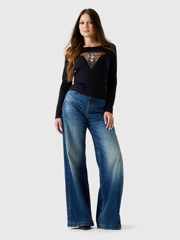 Crew neck blouse with triangular logo - 2