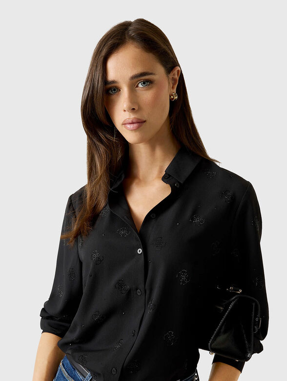 Long sleeved shirt with 4G logo rhinestones - 4