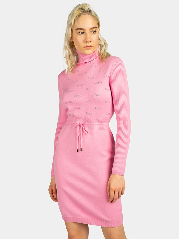 Black knitted turtleneck dress  - 1