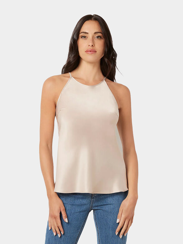 GLOSSY beige satin top - 1