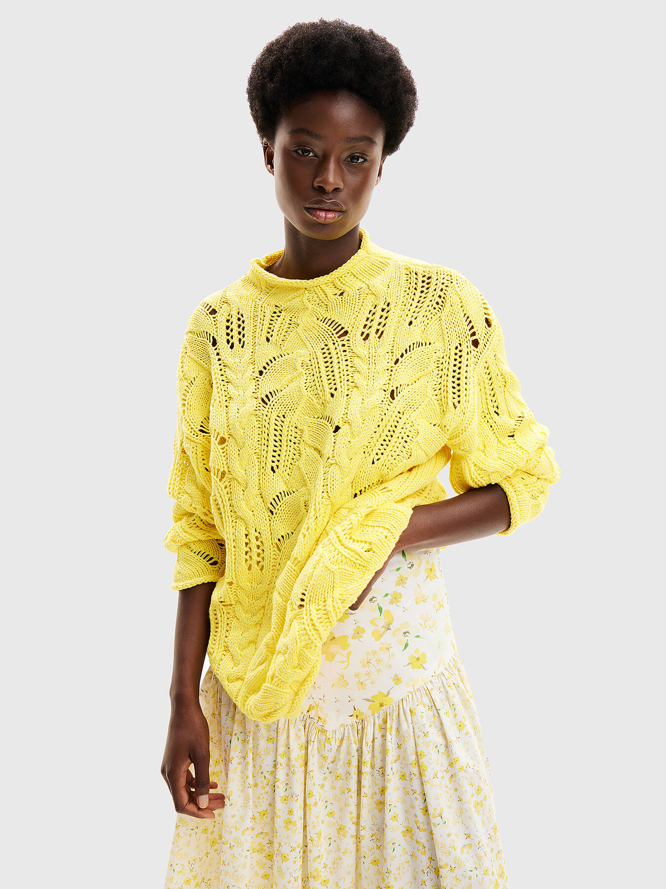 Yellow oversized sweater store