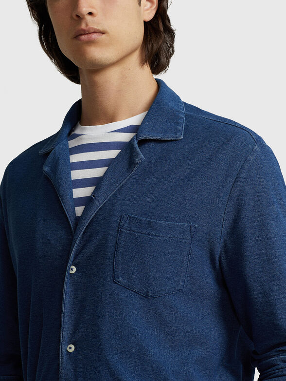 Dark blue cotton shirt - 4