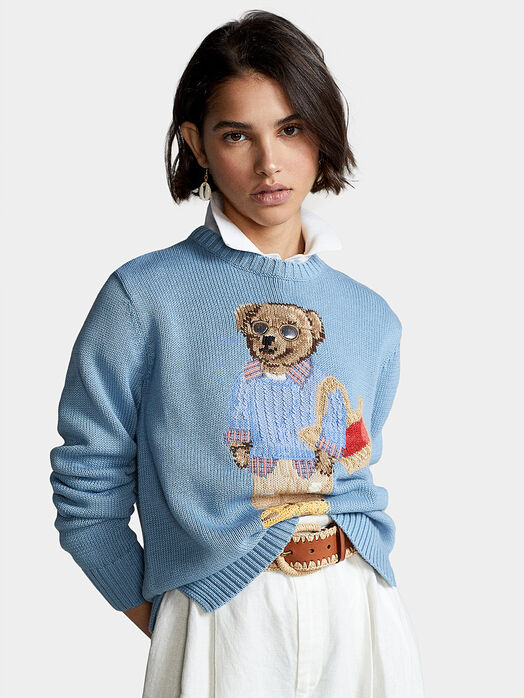 Blue sweather with Polo Bear accent